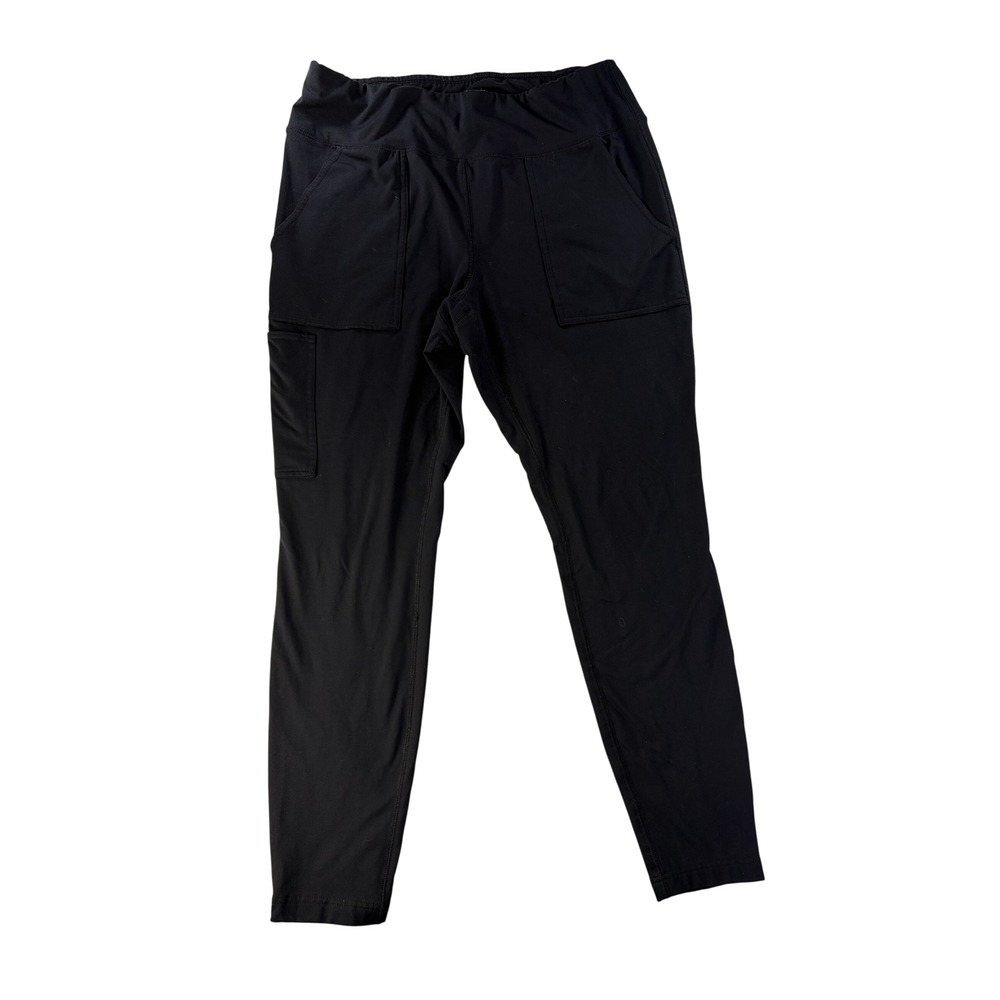 Lands End Leggings Women L Black Active Cargo Pocket High Waist Athletic Pants